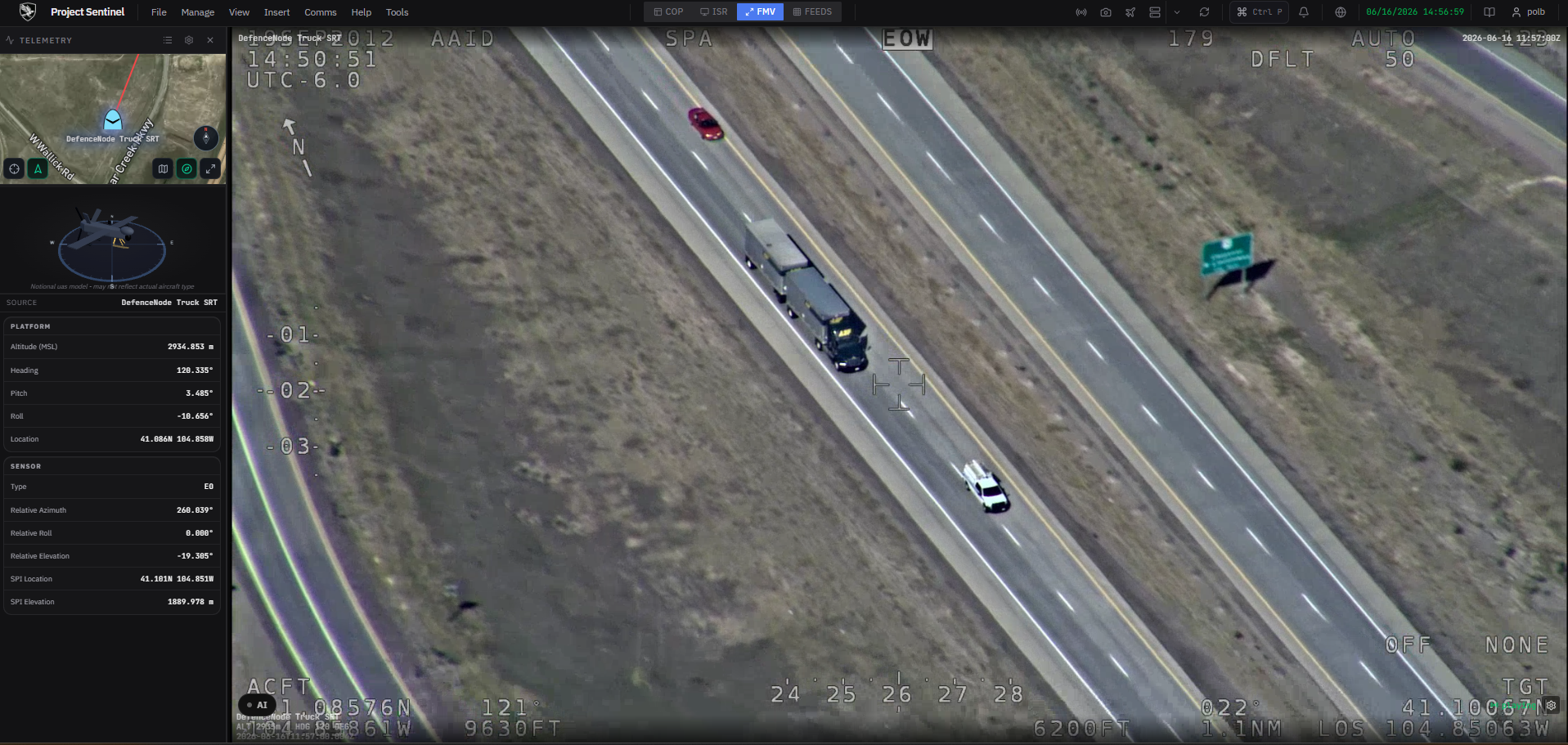 Live drone FMV with KLV telemetry